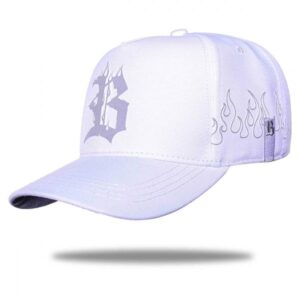 BONÉ SNAPBACK LOGO FLAMES GREY WHITE - BLCK